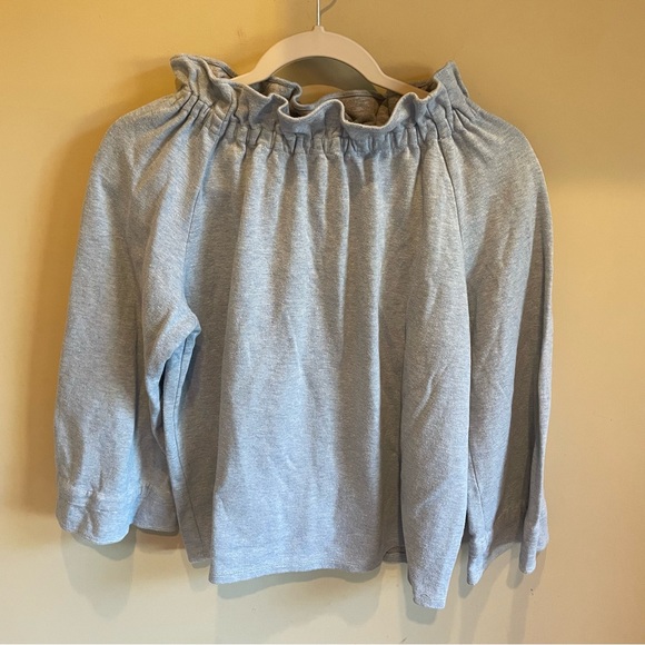 Ann Mashburn Grey Jersey Top Ruffle Neck, size L - Picture 3 of 8